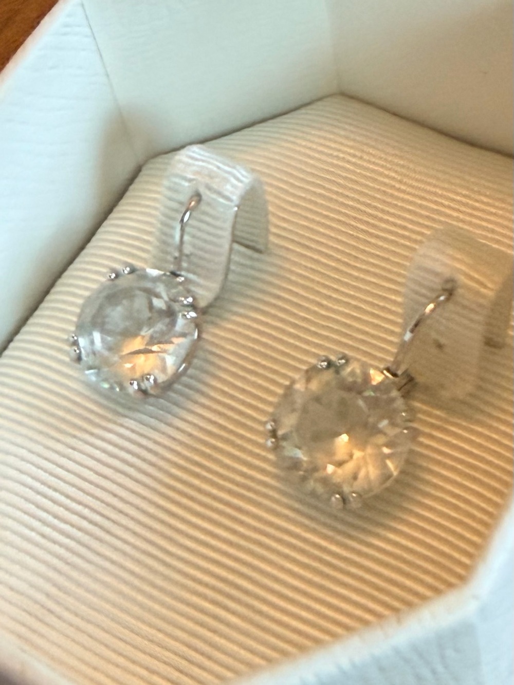 Swarovski Clear Crystal Round Drop Earrings with Silver Hooks - Picture 5 of 6